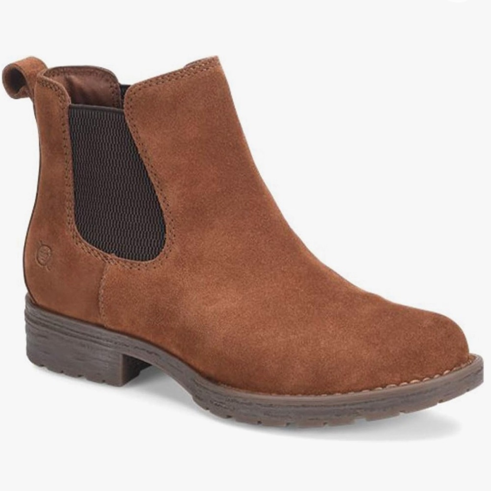 BORN Womens Cove Suede Ankle Sienna Brown Chelsea Boots